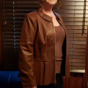 New Isaac Mizrahi Almond soft Size 16 Leather Jacket